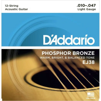 D'ADDARIO EJ38 12 STRING - SNAREN 010-047 PHOSPHOR BRONZE