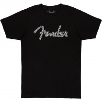 FENDER TEE 9192411306 SMALL - T-SHIRT BLACK SPAGHETTI WAVY CHECKER LOGO S