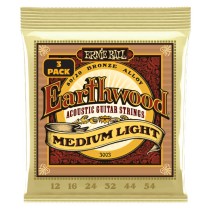 ERNIE BALL 3003 EARTHWOOD MEDIUM LIGHT 3-PACK - SNAREN 012-054 BRONZE WOUND 80/20