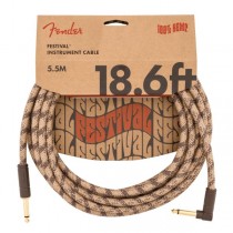 FENDER FESTIVAL PURE HEMP CABLE BROWN STRIPE - KABEL INSTRUMENT JACK 1X HAAKS 5.5MTR EKO HENNEP