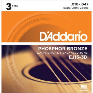 D'ADDARIO EJ15-3D - SNAREN 010-047 PHOSPHOR BRONZE 3PCK