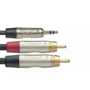 STAGG NYC1.5/MPS2CMR DELUXE REAN - KABEL AUDIO JACK 3.5 STEREO - 2X RCA 1.5 METER
